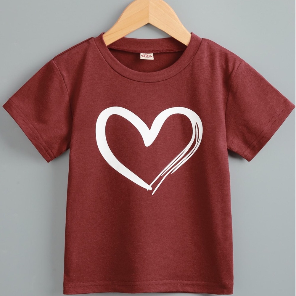 Toddler Girls Heart Print Short Sleeve Tee